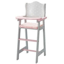 Angelica s Precious Polka Dots Baby Doll Highchair for 16 -18 Dolls, Gray/Pink
