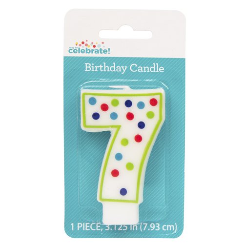 Polka Dot Number 7 Birthday Candle