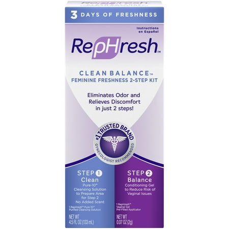 RepHresh Clean Balance Feminine Freshness Kit (Part 1 Cleans: 4.5oz Bottle; Part 2 Balances: 0.07 oz Gel