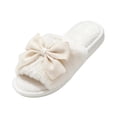 thumbnail image 2 of JUSLIO Womens House Slippers Non Slip Indoor House Slippers Open Toe Slides Slip On Fuzzy Plush Flat Sole Slippers White, 2 of 8