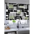 thumbnail image 5 of Sheer Curtains 45 Inch Length 2 Panels Set for Kitchen, Sage Green Black Geometric Semi Sheer Curtains for Windows, Modern Abstract Art Block Voile Window Treatments Rod Pocket Curtain, 5 of 7