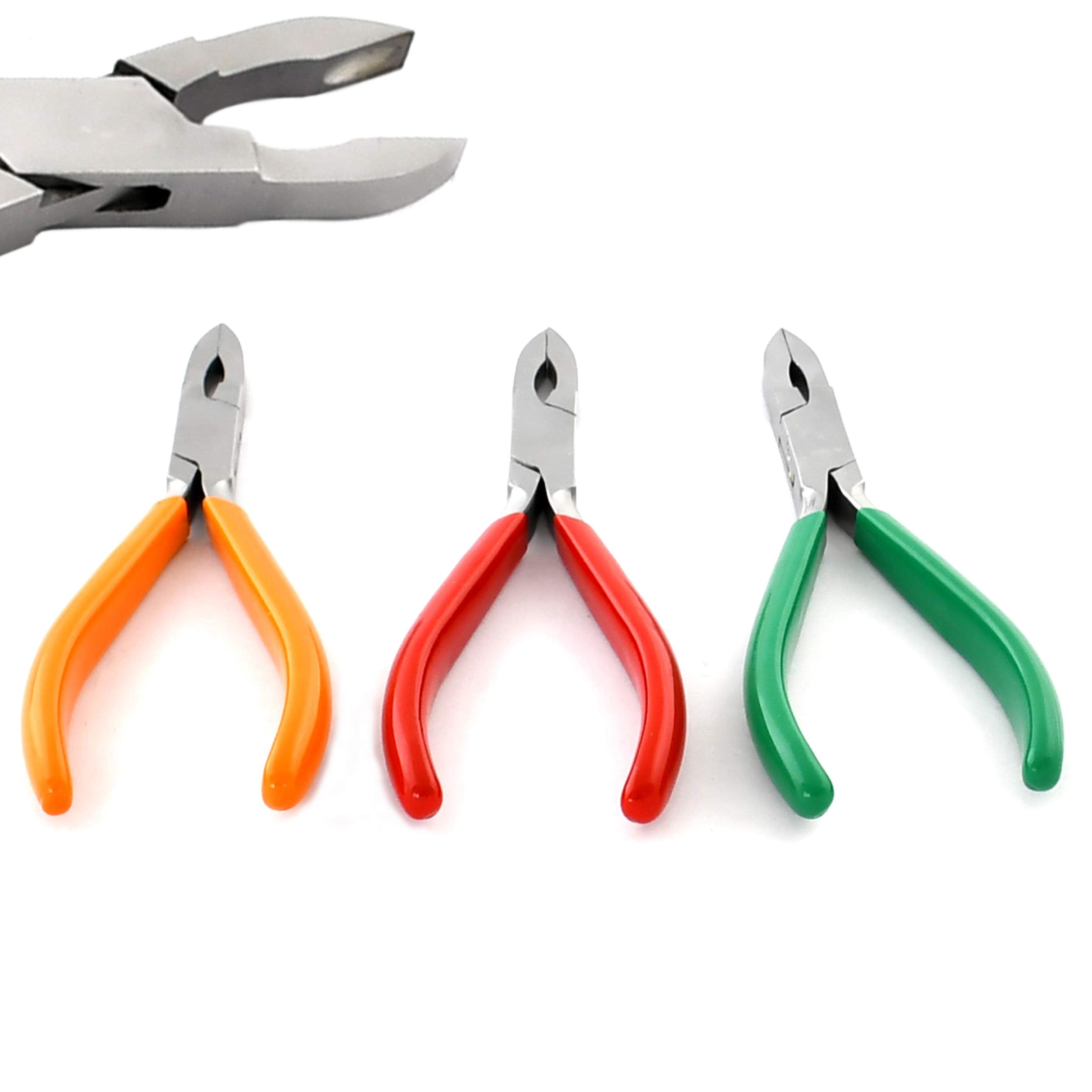 OdontoMed2011 Set of 3 Pieces Loop Closing Pliers-Perfect for Closing Jump Rings Green, Red & Orange Grip