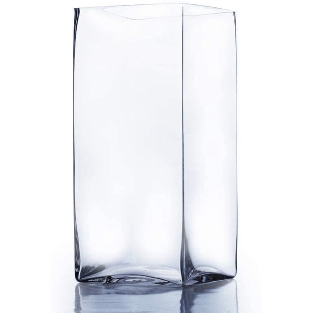 WGV Tall Square Vase Glass Block, Length 5", Height 10", Clear Large Floral Plant Container, Fish Tank, Planter Terrarium for Wedding Party Event, Home Office Decor, 1 Piece