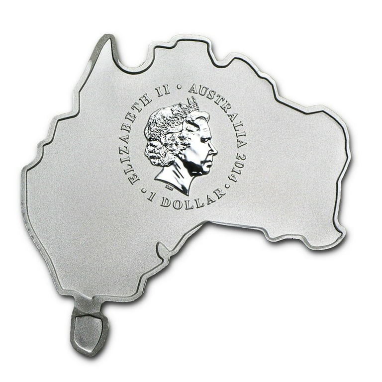 2014 Australia 1 oz Silver Saltwater Crocodile BU (Map Shape