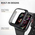 thumbnail image 5 of 3 Pack Case for Apple Watch Screen Protector 44mm SE Series 6 Series 5 Series 4, Hard PC Full Protective Cover with Tempered Glass for iWatch 44mm (Black, 3 Pack), 5 of 5