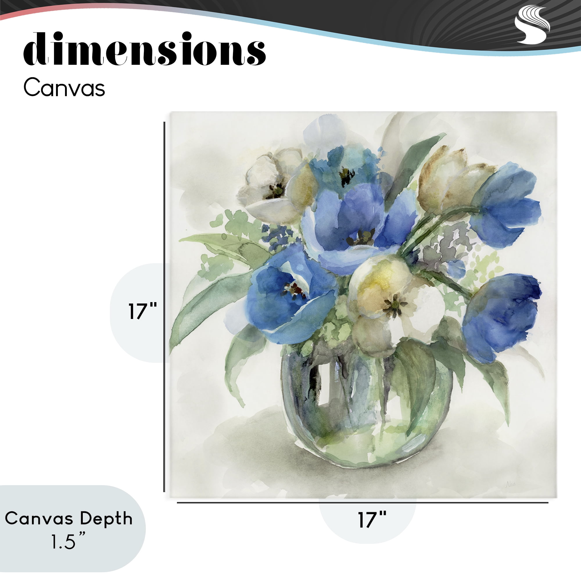 Stupell Industries Blue Tinted Flower Pot Canvas Wall Art, design by Nan