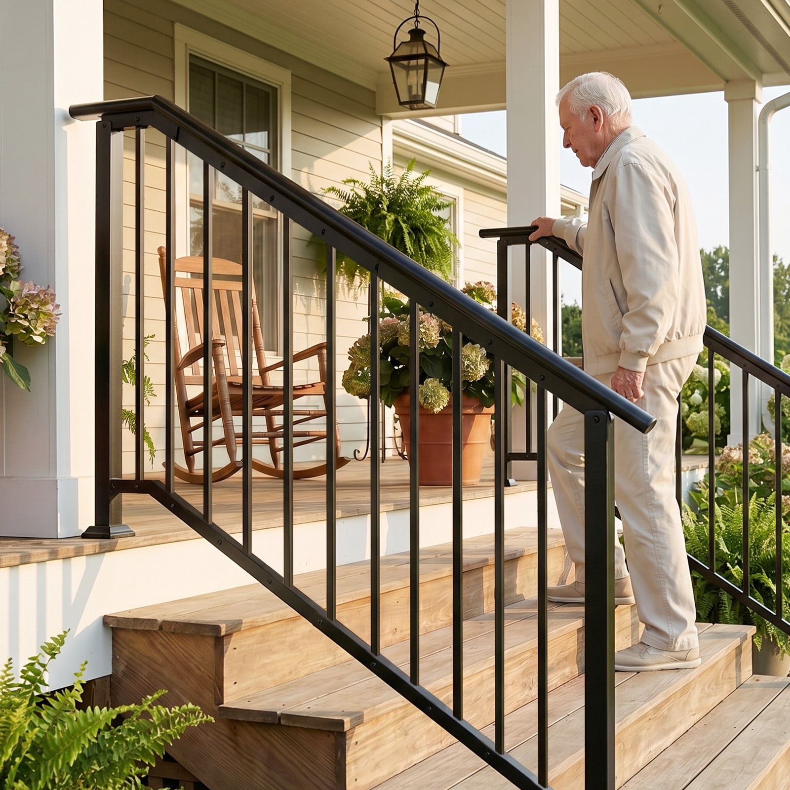 Handrails for Outdoor Steps Fits 5 to 6 Steps