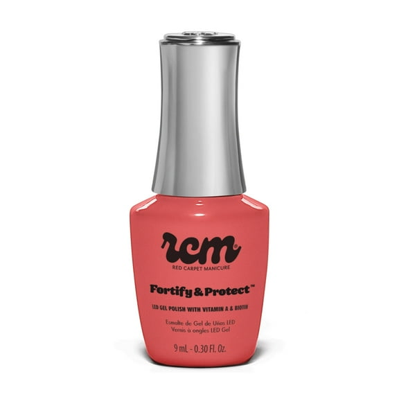 Red Carpet Manicure Fortify & Protect Salmon Crème Gel Polish for Strong, Healthy Nails - Infused with Vitamin A & Biotin - (Adoracoralable) Led Nail Gel Color, 0.3 Fl Oz
