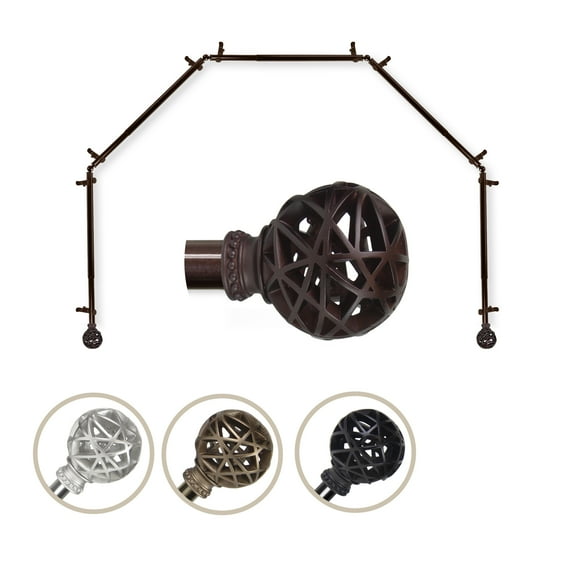 Arabella 13/16" dia. 5-Sided Bay Window Curtain Rod - Cocoa
