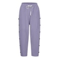 thumbnail image 5 of Girls Casual Pants Elastic Waist With Loose Fit Side Snap Button Versatile Solid Color Trousers, 5 of 5