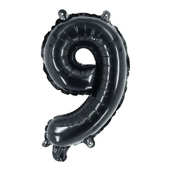 Number Nine Balloon Black Number 9 Balloon 32" Foil Mylar Black Number Balloon