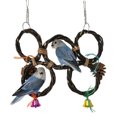 thumbnail image 6 of Birds Parrots Hand-woven Hanging Ring Perch Stand Bird Swing Climbing Toy with Bells Pine Cones Cage Supplies, 6 of 8
