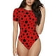 thumbnail image 1 of Balery Ladybug Pattern Body de cuello redondo de manga corta para mujer Tops de manga corta Tops básicos-XX-Large, 1 of 7