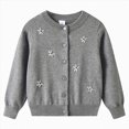 thumbnail image 2 of Cdudpw Girl's Flower Button Down Knitted Cardigan Loose Cute Crop Sweater Outwear(M240-Dark Gray), 2 of 5