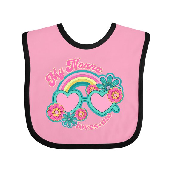 Inktastic Nonna Loves Me Girls Granddaughter Rainbow Girls Baby Bib
