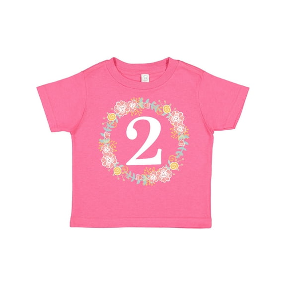 Inktastic 2nd Birthday Rose Wreath 2 Year Old Girl Girls Toddler T-Shirt