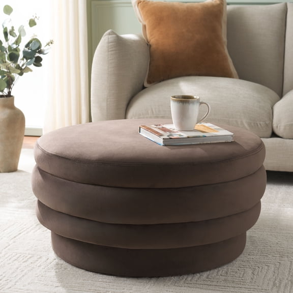 Safavieh Rohan Modern Round Ottoman, Chocolate