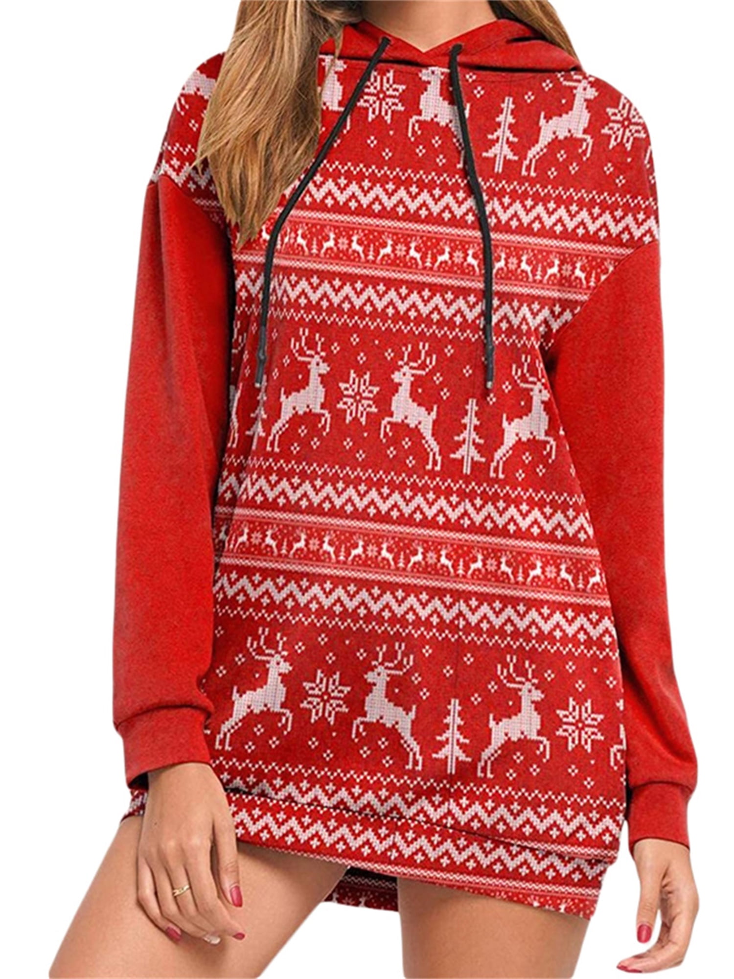 red oversized sweater dress