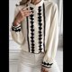 thumbnail image 5 of Blusas de Trabajo para Mujer, con Botones, Larga, Cuello en V, Encaje, Informales, Abotonadas, Camisas de Moda de Otoño. Beige XL, 5 of 7
