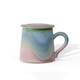 thumbnail image 1 of Taza pequeña de cerámica rosa y verde con tapa, juego de 1 taza de café de 325 ml for parejas y familias., 1 of 6