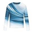 thumbnail image 3 of Blusas y camisas de manga larga con cuello redondo para hombre, blusa informal de manga larga con cuello redondo y estampado de rayas, blusa de poliéster para hombre, 3 of 4