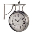 thumbnail image 1 of homeroots home decor 376231 19" Large Round Industrial styleWall Clock w Two Clock Faces Silver Frame, 1 of 3