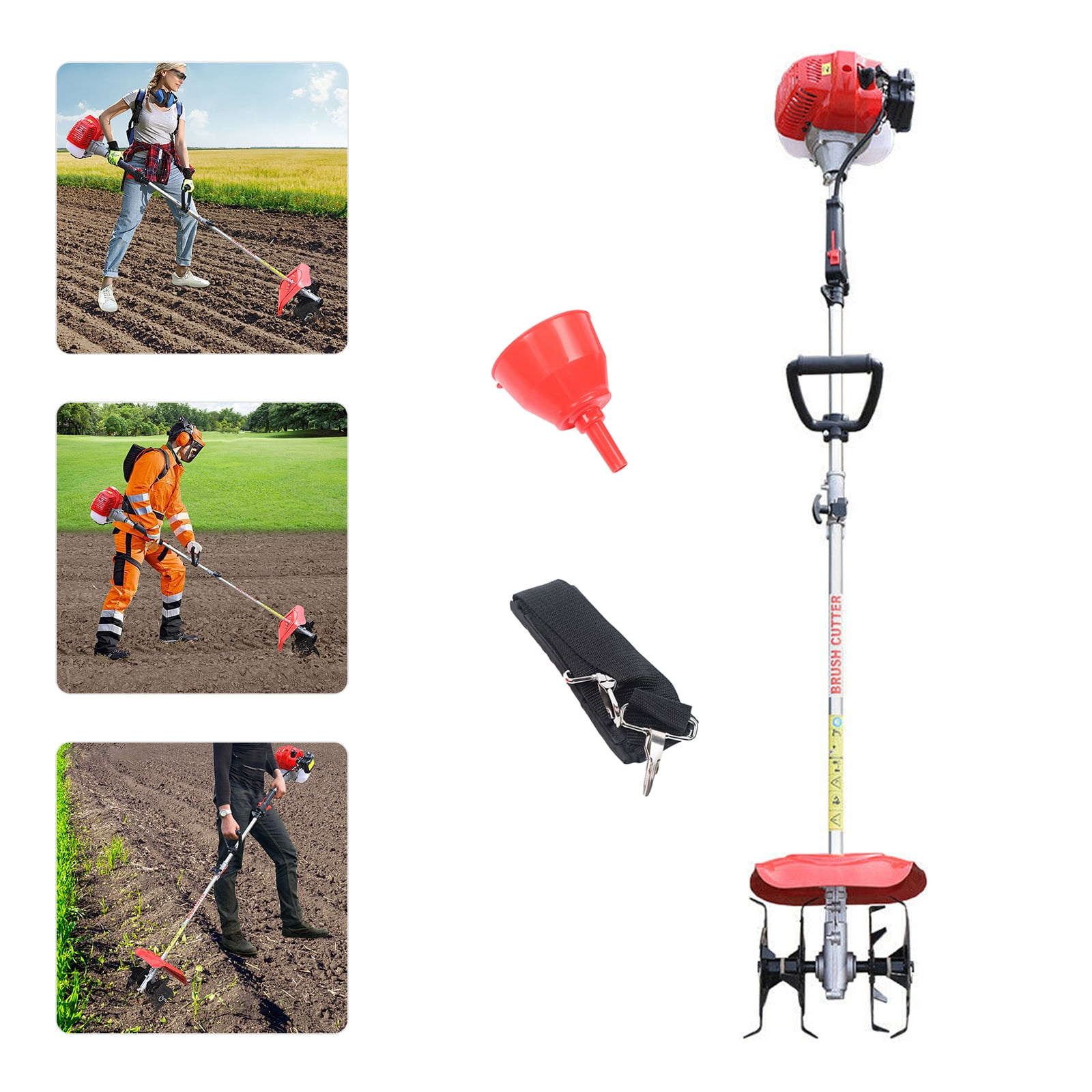 51.7cc 2Stroke Silver Mini Tiller Cultivator Gas Powered Rototiller Garden Farm Tiller FOR Scarifying Soil Removing Weeds