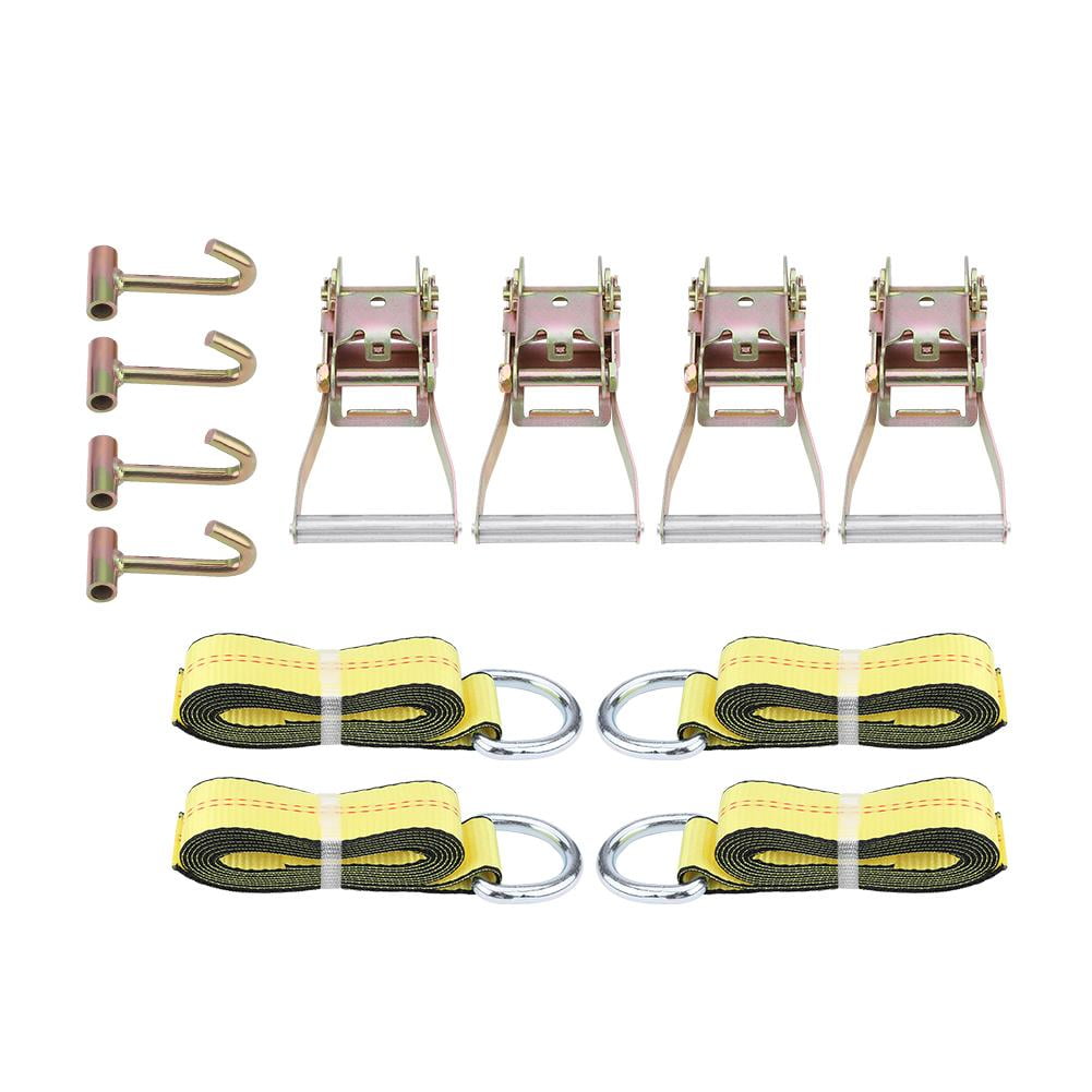 12pc Lasso Straps Wheel Lift Strap Ratchet J Finger Hook Set for Tow Towing Tie Down for Tow Trucks Wheel Lift Strap Ratchet 