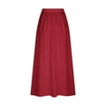 thumbnail image 5 of Cavosen Womens Midi Skirts Elastic Waistband Solid Color Casual Skirts Elegant Lightweight Flowy Stylish Calf Length Skirts with Pocket Work Loose Fall Winter Clothes Red, 5 of 5