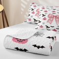 thumbnail image 4 of Erosebridal Cute Lace Bow Bed Spread Queen, Happy Halloween Pumpkin Bat Queen Coverlet Set for Girls, White Baby Pink, 3pcs 1 Quilt and 2 Pillowcases, 4 of 7