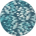 thumbnail image 2 of Unique Loom Outdoor Coastal Collection Area Rug - Plenty of Fish (7' 1" Round Blue/Teal), 2 of 7