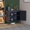 thumbnail image 6 of Black Boho-Style Sideboard with Handmade Natural Rattan Doors, Rattan Cabinet Console Table Storage Cabinet Buffet Cabinet, for Kitchen, Living Room, Hallway, Entryway, 6 of 6