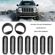 Mesh Grill Inserts With Angry Headlight Bezels For Jeep For Wrangler 2007-2016