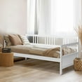 thumbnail image 3 of Giantex Twin Size Wooden Slats Daybed Frame, Sturdy Sofa Support Platform W/Rails and Full Wooden Slats Support, Home Furniture for Bedroom Living Room, White, 3 of 8