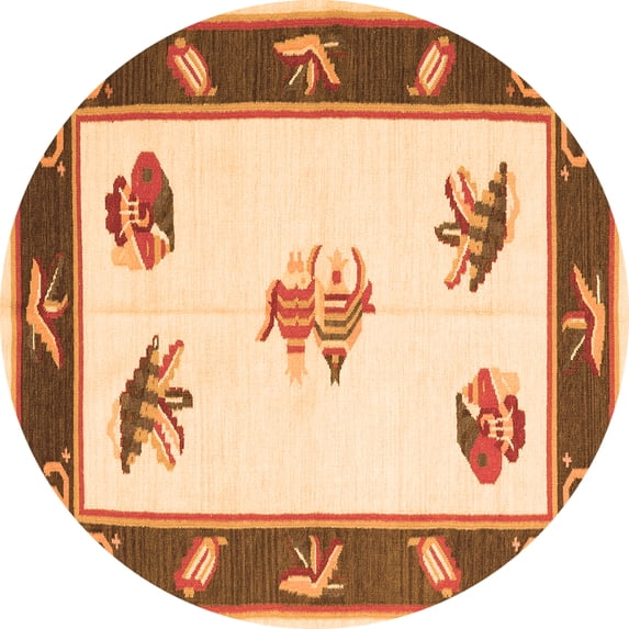 Ahgly Company Indoor Round Southwestern Orange Country Area Rugs, 5' Round