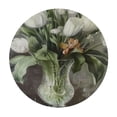 thumbnail image 2 of JEUXUS Waterproof Resistant Fabric Farmhouse Distressed White Tulips Round Tablecloth, 36in-70in White, 2 of 7