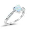 thumbnail image 4 of Heart Promise Round Ring Lab Created White Opal 925 Sterling Silver Size 11, 4 of 7