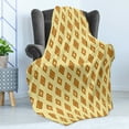 thumbnail image 4 of Retro Soft Flannel Fleece Throw Blanket, Old Fashioned Diamond Shapes with Inner Lines Sixties Style Rhombus Design, Cozy Plush for Indoor and Outdoor Use, 60" x 80", Pale Yellow Amber, by Ambesonne, 4 of 5