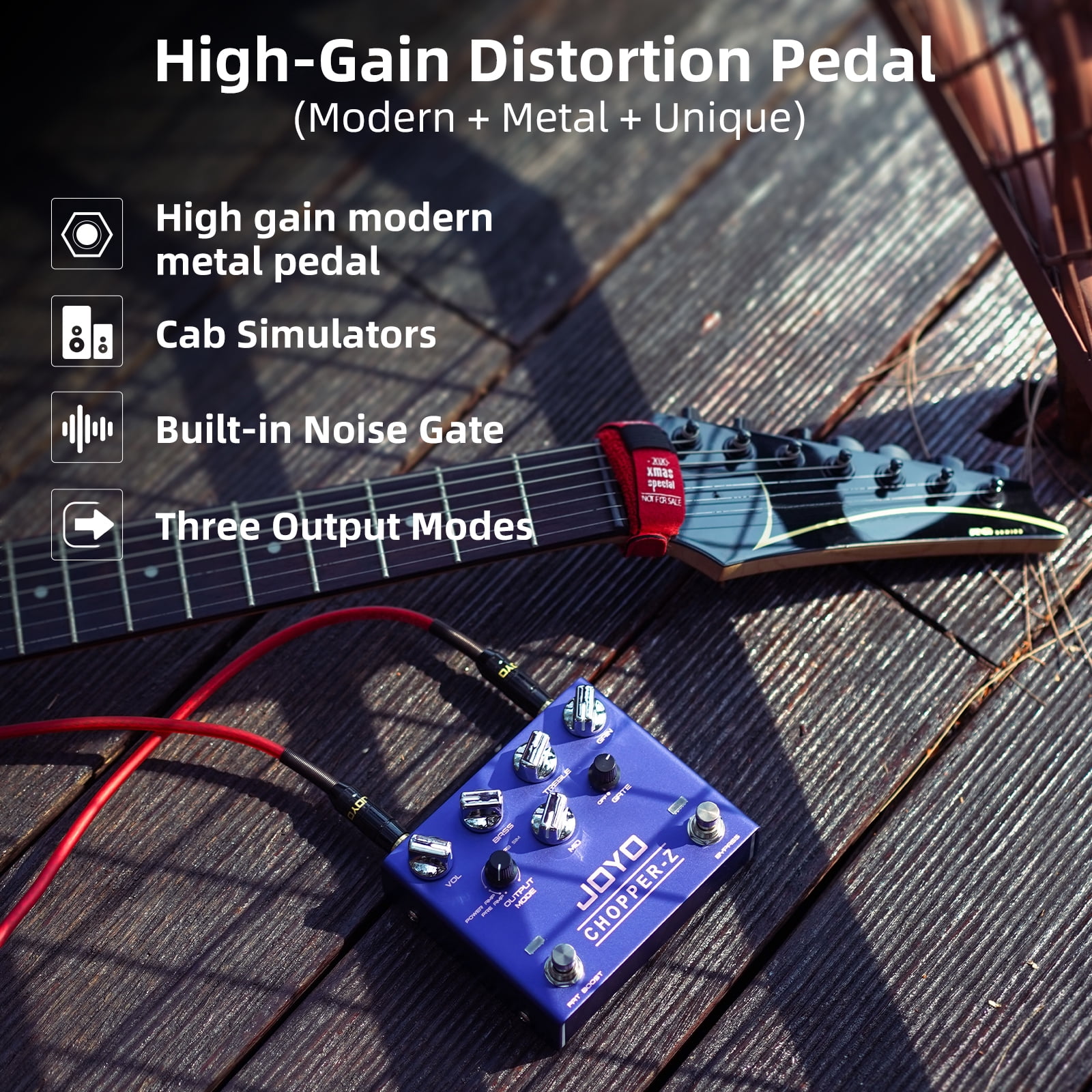 JOYO R-18 Distortion Effect Pedal Modern Metal Tone High Gain Amp Simulator 3 Band EQ