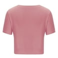 thumbnail image 7 of TIHLMK Shirts for Women Pink Women's Short Sleeve Solid Color Basics Crewneck Casual Top Pullover T-shirt Gift for Womens Tops, 7 of 7