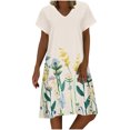 thumbnail image 1 of CENGNIAN Women's Sexy Ruched Sleeveless Bodycon Mini Dress Summer Casual For V-neck Beach Floral Print Short Sleeve Loose Dresses, 1 of 5