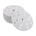 thumbnail image 1 of Discos de lija Unique Bargains, 5.91" 15 agujeros 600 grano papel de lija redondo para reparación automotriz con gancho y bucle de óxido de aluminio blanco, 50 piezas, 1 of 7