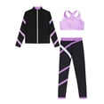 thumbnail image 3 of Sinleey Girls' 3 Piece Gymnastics Sports Workout Athletic Leggings with Tank Tops Fitness Outfits Lavender 6, 3 of 5