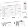 thumbnail image 2 of Comoda Cajonera para Recamara -11 Cajones De Tela con Parte Superior de Madera y Marco De Acero Plegable - Mueble Organizador con cajonera para Ropa - Luces LED - Estación de Carga., 2 of 8