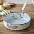 thumbnail image 5 of GreenPan x Bobby Flay 4.5QT Sauté Pan with Glass Lid, Professional Grade Aluminum, Ceramic Nonstick, Induction Suitable, Stay-Cool Silicone Handle, Dishwasher & Oven Safe, Cream, 5 of 9