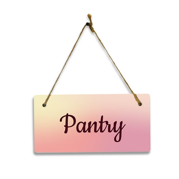 Pantry (Peach Blush) 5x10 Hanging Plus Wall or Door Sign | Rustic Twine | Range of Vibrant Decor Styles | Room Signs For Home and Business