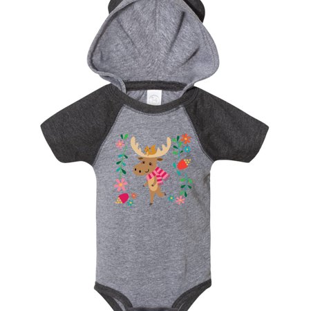 

Inktastic Woodland Moose Spring Flowers Gift Baby Girl Bodysuit