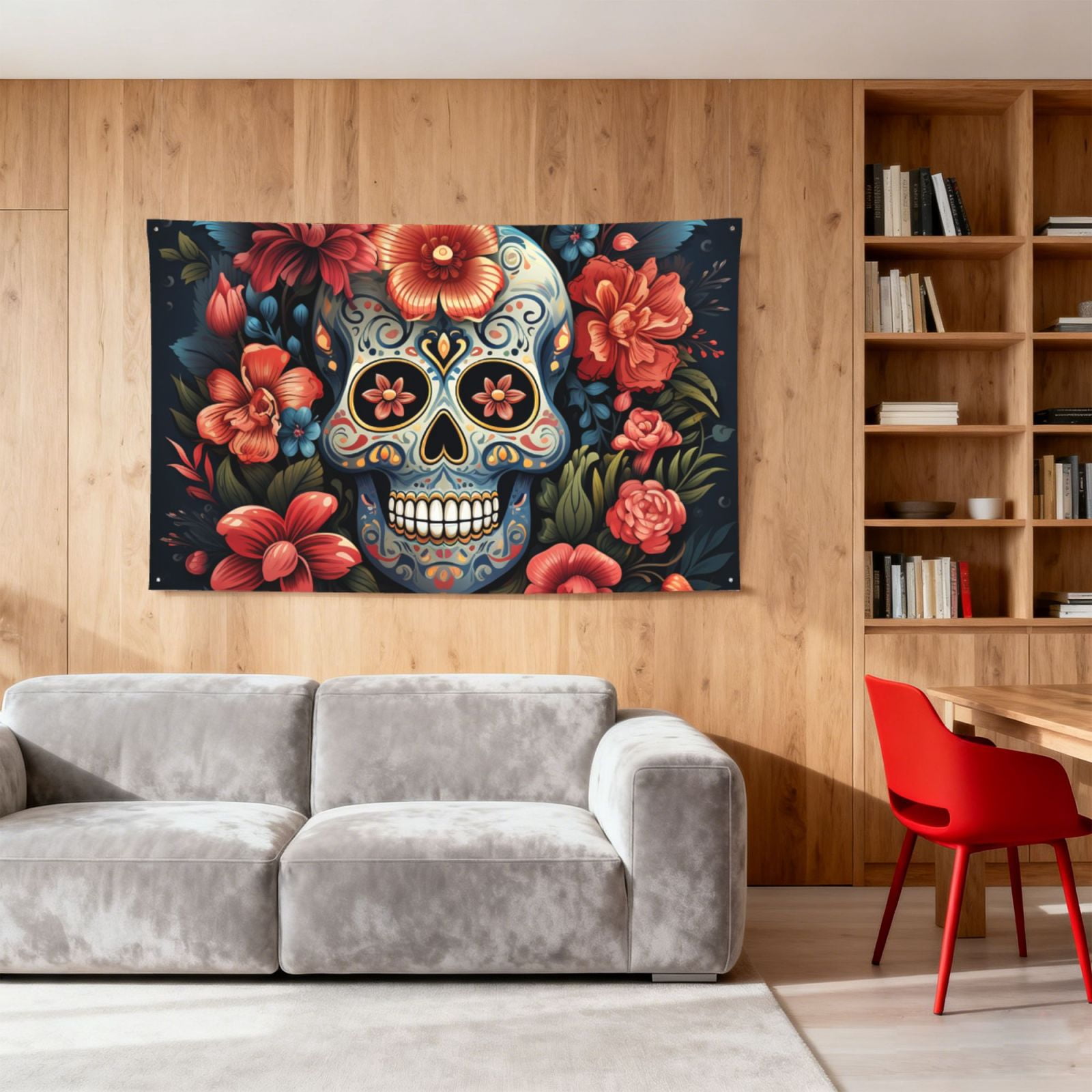 Skulls Gothic Skull Day Of The Dead Four Hole Decorated Banner Flag for Garden Yard Home Decoration Indoor Outdoor 4x6 Ft