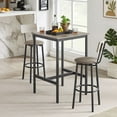thumbnail image 4 of Bar Table Set for 2 with 2 PU Upholstered Stools, Pub Bistro Dinning Table and Stools with Backrest, Counter Height Bar Table Set for Apartment, Kitchen, Small Space, 4 of 9