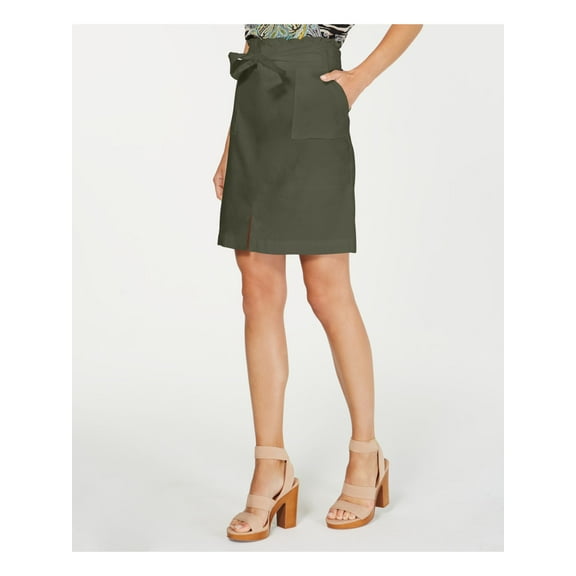 I.N.C Womens Solid Mini Skirt, Green, Medium